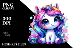 Cute Unicorn with Cool Haircut, PNG Product Image 2