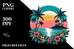 Tropical Island Sunset, PNG Product Image 2