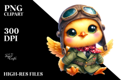 Vibrant Cute Baby Chick in Aviator Suit PNG Product Image 2