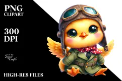 Vibrant Cute Baby Chick in Aviator Suit PNG Product Image 2
