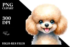 Happy Poodle in Watercolor PNG Product Image 2