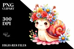 Watercolor Snail Flower Crown | Sublimation Clipart Product Image 3