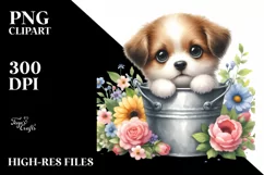 Cute Baby Dog Bucket Flowers Product Image 3