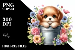 Cute Baby Dog Bucket Flowers Product Image 3
