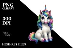 Colorful Baby Unicorn at Street Corner, PNG Product Image 1
