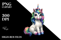 Colorful Baby Unicorn at Street Corner, PNG Product Image 2