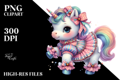 Colorful Baby Unicorn in Polka Dancer Costume, PNG Product Image 2
