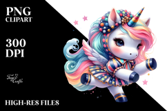 Colorful Baby Unicorn in Polka Dancer Costume, PNG Product Image 2