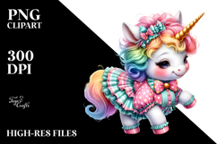 Colorful Baby Unicorn in Polka Dancer Costume, PNG Product Image 2