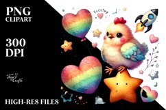 Adorned Chicken Holding Heart PNG Product Image 2