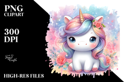 Colorful Baby Unicorn with Abstract Background, PNG Product Image 2