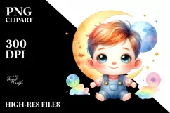 Colorful Watercolor Smiling Baby Clipart Product Image 3