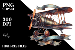 Vintage Rusty Biplane with Ribbons PNG Product Image 2
