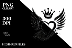 Simple Heart with Wings and Crown PNG Product Image 2