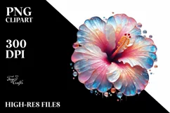 Shiny Round Hibiscus Watercolor Splash Clipart Product Image 3