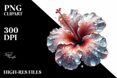 Shiny Round Hibiscus Watercolor Splash Clipart Product Image 3