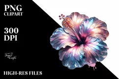 Shiny Round Hibiscus Watercolor Splash Clipart Product Image 3
