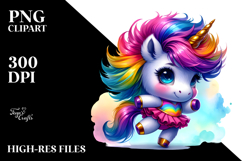 Cute Dancing Unicorn with Cool Haircut, Funny PNG Product Image 2