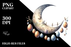 Colorful Moon with Hanging Eggs PNG Product Image 2