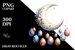 Colorful Moon with Hanging Eggs PNG Product Image 2