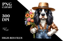 Funny English Springer Spaniel Flower Bouquet Watercolor | Product Image 1
