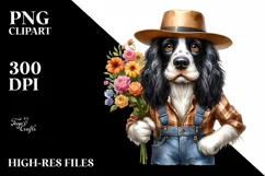 Funny English Springer Spaniel Flower Bouquet Watercolor | Product Image 1