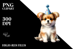 Cute Baby Dog in Party Hat, High-Res PNG Product Image 2