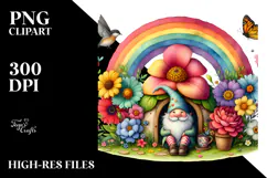 Gnome House Rainbow Butterfly | Sublimation Clipart Product Image 2