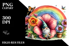 Gnome House Rainbow Butterfly | Sublimation Clipart Product Image 1