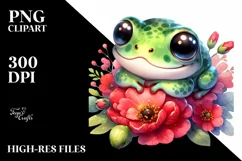 Colorful Baby Frog Cuddling | Sublimation Clipart Product Image 1