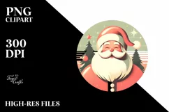 Retro Santa Christmas Ornament PNG Product Image 2