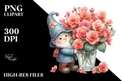 Cute Baby Gnome with Floral Frame PNG Product Image 2