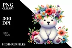 Cartoon-Style Watercolor Polar Bear PNG Product Image 3