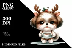 Shih Tzu with Reindeer Horns, PNG Product Image 3
