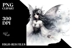 Whimsical Gothic Fairy Illustration, Transparent PNG Product Image 2
