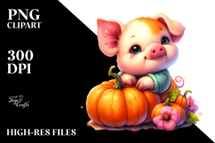 Vibrant Baby Pig Pumpin | Sublimation Clipart Product Image 2