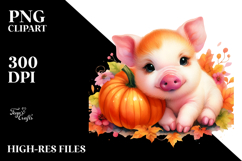 Vibrant Baby Pig Pumpin | Sublimation Clipart Product Image 2