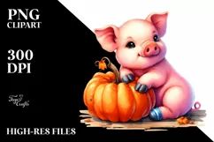 Vibrant Baby Pig Pumpin | Sublimation Clipart Product Image 1