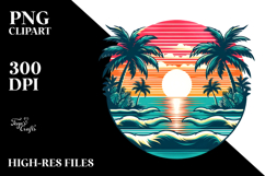 Retro Tropical Sunset, PNG Product Image 2