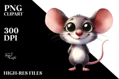 Watercolor Funny Mouse | Funny Smile Clipart Product Image 2
