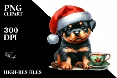Rottweiler with Santa Hat, Transparent PNG Product Image 1