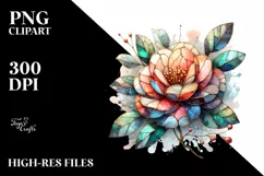 Abstract Wooden Stained Camellia | Sublimation Clipart Product Image 1