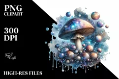 Mystical Celestial Mushroom Watercolor PNG Product Image 3