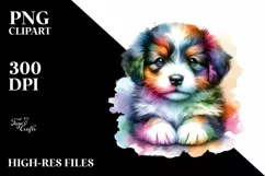 Colorful Puppy Watercolor White | Sublimation | Clipart Product Image 3