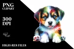 Colorful Puppy Watercolor White | Sublimation | Clipart Product Image 3