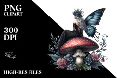 Gothic Fairy on Mushroom PNG Product Image 2