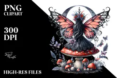 Creative Gothic Fairy on Mushroom PNG Product Image 2