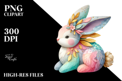 Colorful Pastel Bunny Made of Wood, PNG Product Image 2