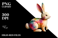 Colorful Bunny Made of Wood, PNG Product Image 2