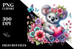 Adorned Koala on Flower Heart PNG Product Image 2